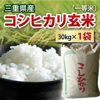 令和１年三重県産コシヒカリ30キロ玄米残り2袋‼️ 令和5年度】【送料無料】 三重県産 コシヒカリ 玄米（一等米） 30kg